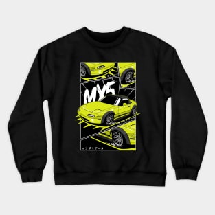 Yellow miata jdm manga style Crewneck Sweatshirt